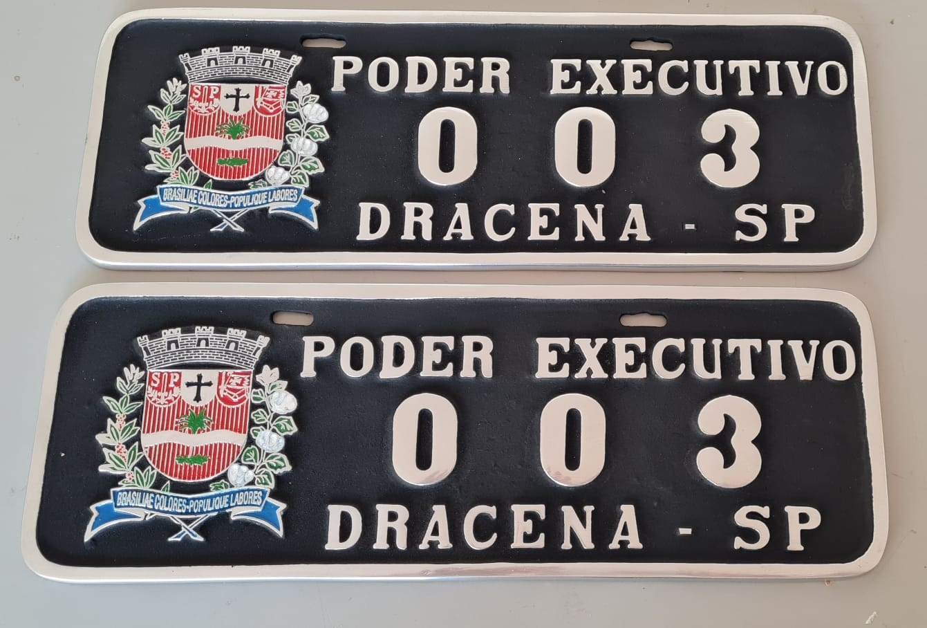 PLACA DE CARRO OFICIAL EM ALUMNIO FUNDIDO